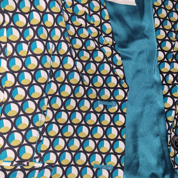 Anthropologie Cartonnier 2PC Limited Edition Green/Blue Geometric Print Suit, 4R - Picture 4 of 4